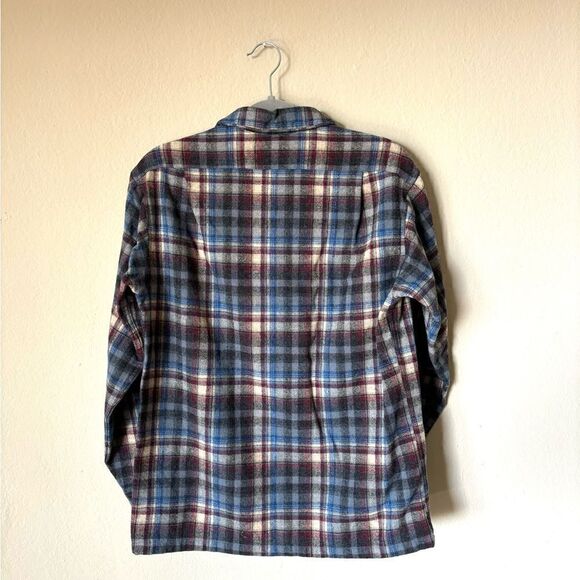 Pendleton Vintage 50s 60s  Wool Dress Gray Blue Shirt Plaid Size M - Picture 4 of 6